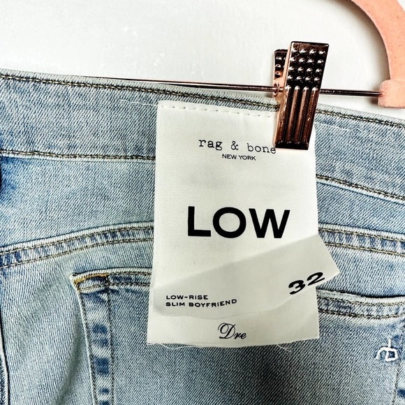 rag & bone NWT Dre Low-Rise Slim Fit Boyfriend Denim Jeans Thunderbird Size 32 - Picture 8 of 10